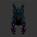 Glowing Segmented Creature Character With Blue Bioluminescent Stripes And Multiple Legs