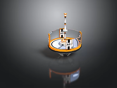 Miniature Circular Boxing Ring With Orange White Railings And Central Platform 3d model