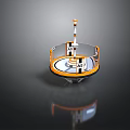 Miniature Circular Boxing Ring With Orange White Railings And Central Platform