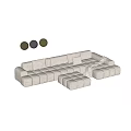 B modern multi-person sofa corner sofa 3d model