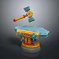 Anvil forging hammer iron cartoon forging game items game props game equipment 3d model