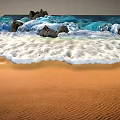 Stunning Coastal Landscape With Turquoise Crashing Waves Brown Sand And Rocks