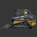 Blue And Yellow Track Loader With Front Bucket And Tracks On Platform 3d model