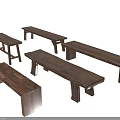 Wooden Benches In Various Styles With Natural Wood Grain And Modern Design