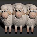 Three Cute Cartoon Sheep With Spiral Patterns Pink Faces Legs And Black Hooves Arranged Together