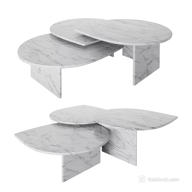 Modern Marble Coffee Table With Layered Irregular Shape For Living Room Interior 3d model