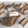 Artistic Wooden Benches With Modern Design And Various Unique Curved Shapes