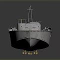 3D Model Water Vehicle Warship Featuring Wooden Deck Metal Hull And Artillery Equipment