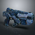 Futuristic Blue Sci Fi Pistol With Metallic Texture And Detailed Components