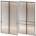 Modern Glass Room Dividers with Vertical Stripes and Metal Frame for Interior Space Partition
