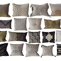 Modern Decorative Pillows In Neutral Tones With Geometric Patterns Tassels And Buttons 3d model