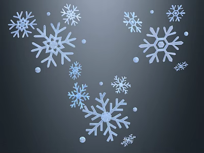 White Snowflakes And Snow Particles On Dark Background For Winter Decor 3d model