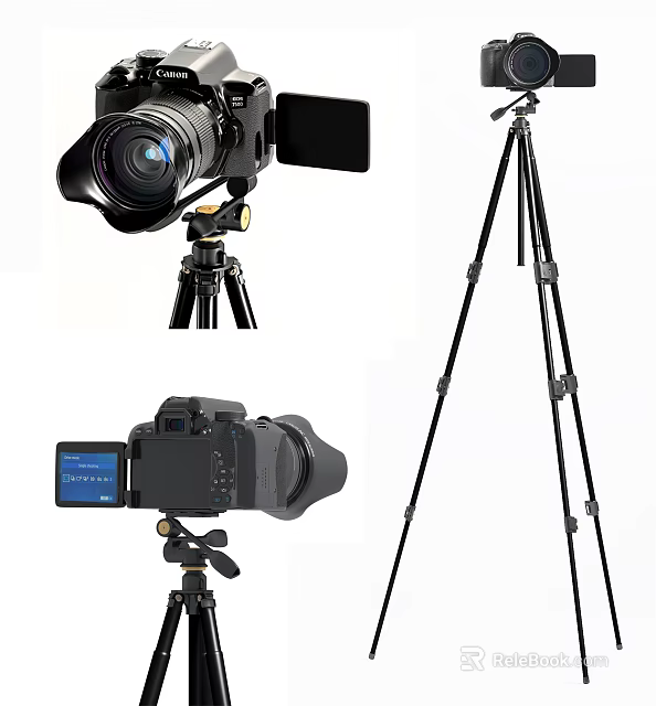 Mobile Digital Camera With Tripod Stand And Professional Photography Accessories Kit 3d model 