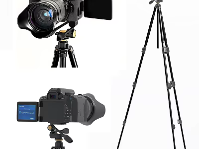 Mobile Digital Camera With Tripod Stand And Professional Photography Accessories Kit 3d model