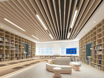 modern library 3d model