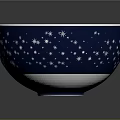 Blue And White Daily Use Bowl With Star Patterns And Concentric Circles