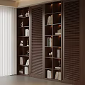 Modern Wooden Bookcase Interior Design With Multiple Shelves Books And Decorative Items