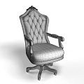 Classic Green Leather Office Chair With Diamond Tufted Back Wooden Arms And Casters