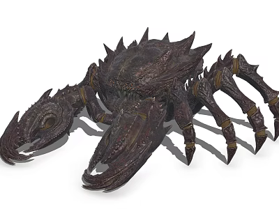 Dark Armored Fantasy Game Character With Spiked Exoskeleton Multi Legged And Menacing Pincers 3d model