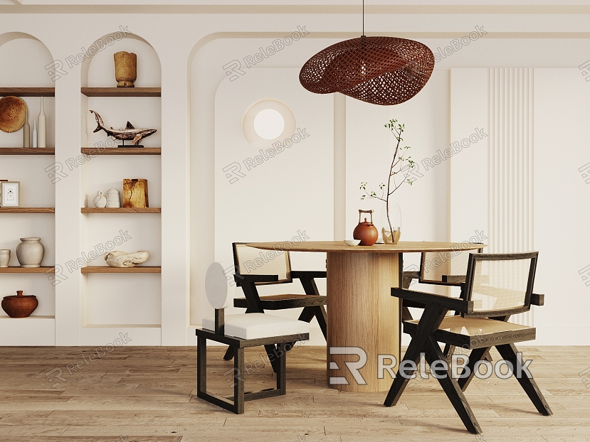 Quiet Style Dining Table and Chair Combination Dining Table and Chair Round Table model