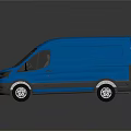 Blue Cargo Van With Modern Exterior Design And Front Grille Details