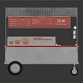 Metal Street Food Cart With Awning Red Countertop And Menu