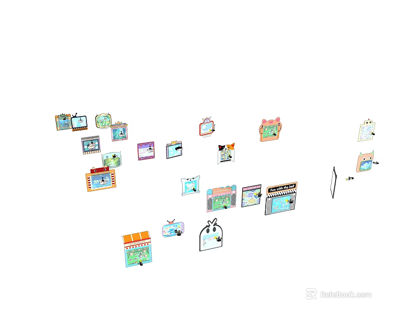 Colorful Card Collection With Diverse Patterns And Creative Designs 3d model