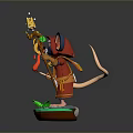 Game Movie Character Mouse In Red Outfit On Green Platform With Cheese Staff And Flame