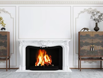 European fireplace background wall 3d model