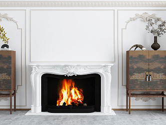 European fireplace background wall 3d model