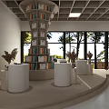 Modern Library Interior Design with Bookshelves Books and Ceiling Lights