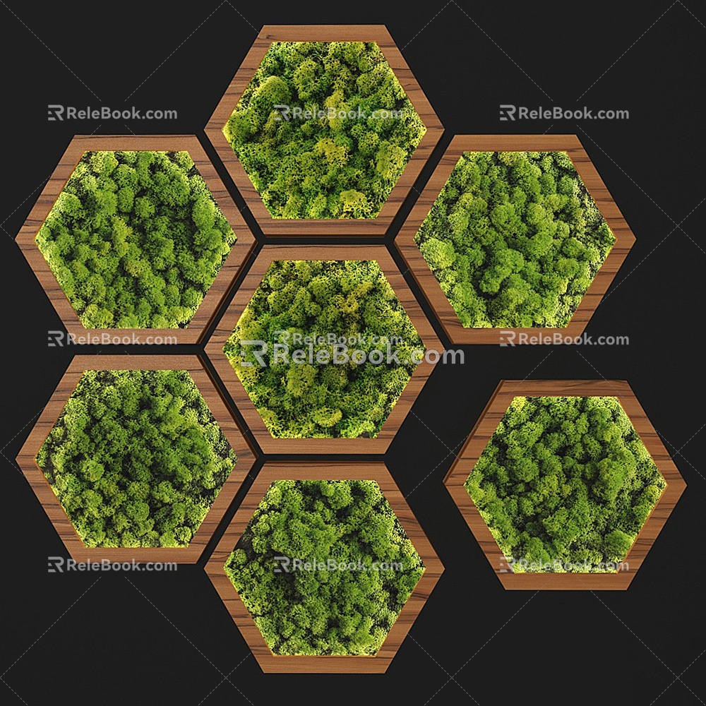 Modern Plant Wall Honeycomb Green Plant Wall Hexagonal Green Plant Wall Plant Decoration Wall Decoration Pendant Combination Creative Art Green Plant Wall 3d model