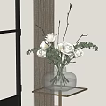Transparent Glass Vase With White Roses And Green Eucalyptus On Golden Stand