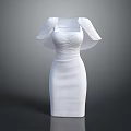 White Slim Fit Women's Dress With Elegant Shawl Design And Classic Style