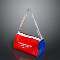 Red And Blue Canvas Handbag With International Cancer Research Campaign Text