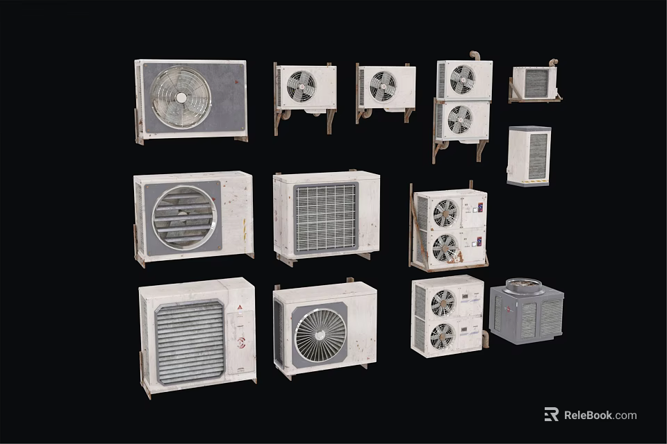 Assorted Air Conditioner Fans With Different Designs And Sizes For Home Use 3d model 