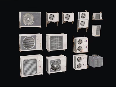Assorted Air Conditioner Fans With Different Designs And Sizes For Home Use 3d model
