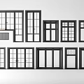 Modern window door and window combination 3d model