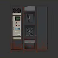 Vintage Electronic Control Cabinet With Multiple Display Screens And Control Panels Design