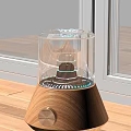 Decorative Light Modern Glass Enclosure with Colorful LED Lighting and Wooden Base