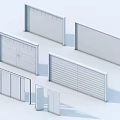 Different Design Entrance Gates With Glass Panels And Wooden Slats In Various Colors