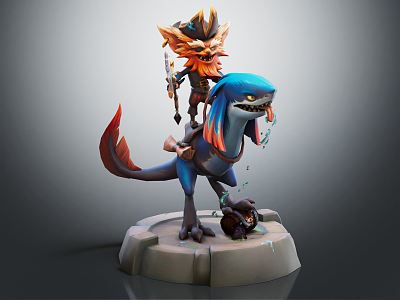 Modern game character small monster shark monster 3d model