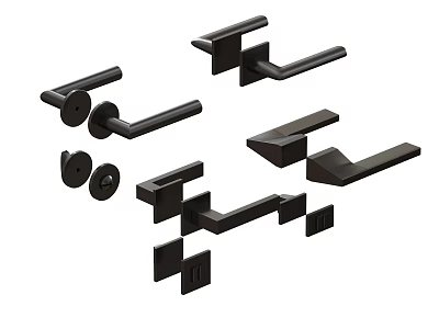 Black Door Handles Featuring Various Modern Styles And Designs For Home Use 3d model