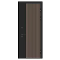 Stylish Black Frame Swing Door With Brown Panel And Secure Lock Handle