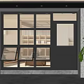 Modern Black Door With Glass Panels Showing Interior Sofa And Bookshelves