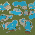 Waterfront Landscape Design Featuring Multiple Curved Water Bodies Paths And Seating Areas