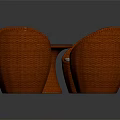 Rattan Table and Chair Set with Orange Chairs White Cushions Round Pink Tapered Leg Table