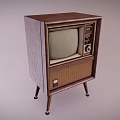 Vintage Television With Wooden Case Woven Panel Retro Design And Stand Legs
