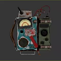 Blue Vintage Handmade Device With Antenna Knobs Red Switch Green Indicator Light And Metal Clasps