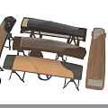 Various Traditional Wooden String Instruments With Unique Designs On White Background